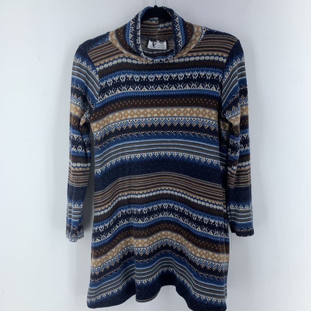 Christian Caliendo Womens Medium Tunic Pullover Sweater Fair Isle Cottage USA